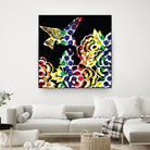 Hummingbird Dots Black by Thomas Fernez on GIANT ART - black digital painting