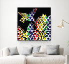 Hummingbird Dots Black by Thomas Fernez on GIANT ART - black digital painting