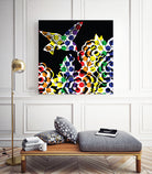Hummingbird Dots Black by Thomas Fernez on GIANT ART - black digital painting