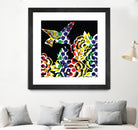 Hummingbird Dots Black by Thomas Fernez on GIANT ART - black digital painting