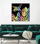 Hummingbird Dots Black by Thomas Fernez on GIANT ART - black digital painting