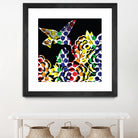 Hummingbird Dots Black by Thomas Fernez on GIANT ART - black digital painting