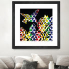 Hummingbird Dots Black by Thomas Fernez on GIANT ART - black digital painting