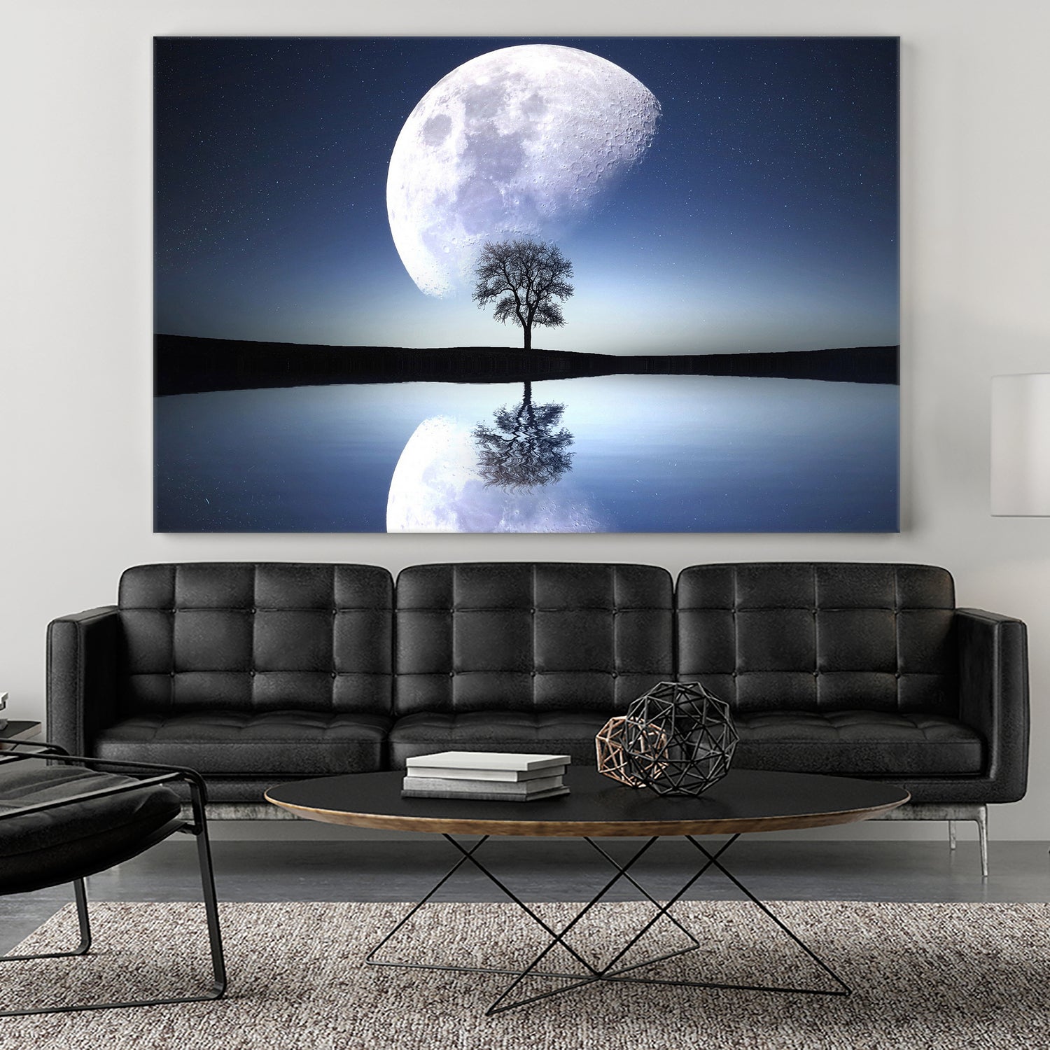 moon night river sky nature by Herman Wijanarko on GIANT ART - blue vector illustration