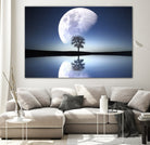 moon night river sky nature by Herman Wijanarko on GIANT ART - blue vector illustration