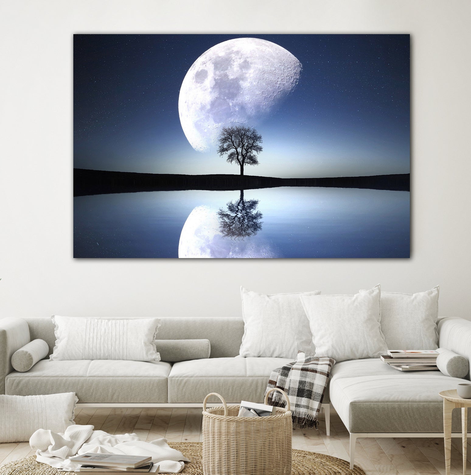 moon night river sky nature by Herman Wijanarko on GIANT ART - blue vector illustration