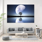 moon night river sky nature by Herman Wijanarko on GIANT ART - blue vector illustration