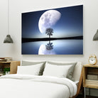 moon night river sky nature by Herman Wijanarko on GIANT ART - blue vector illustration