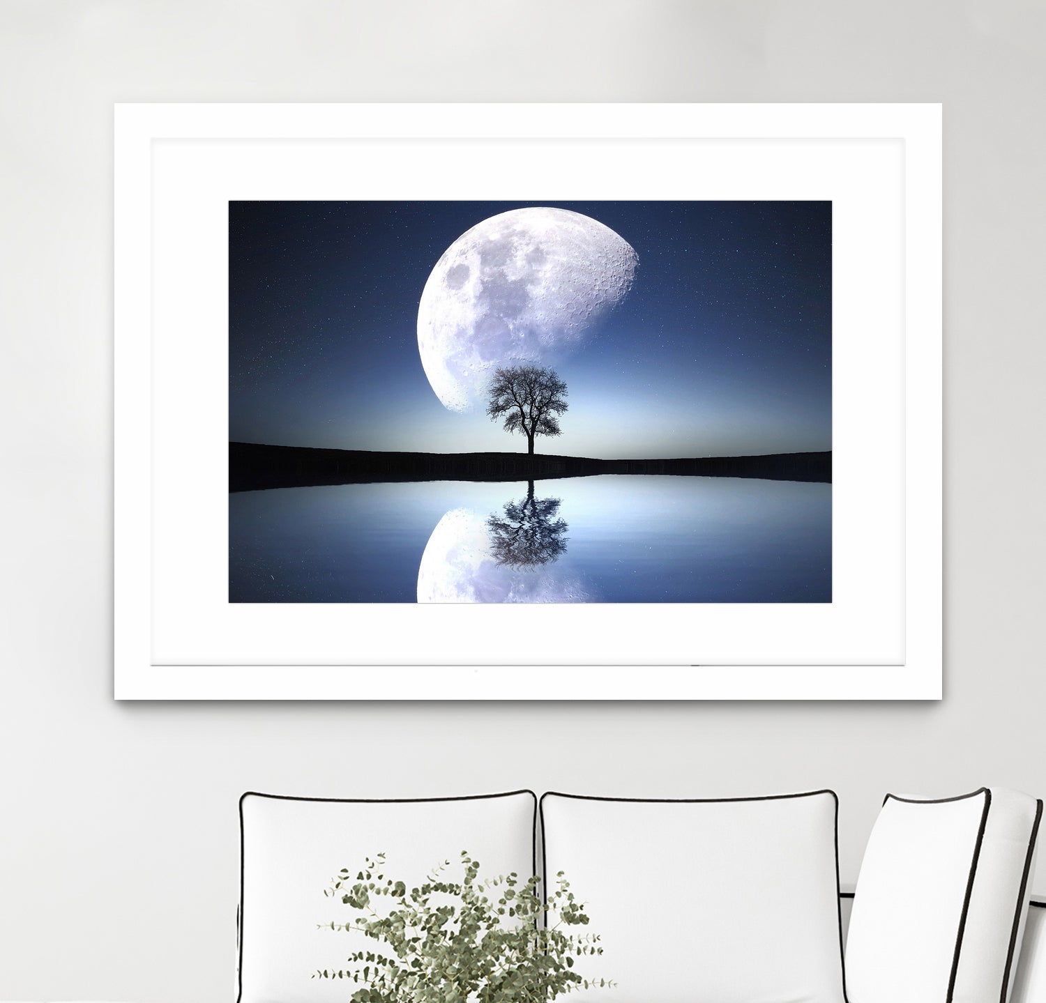 moon night river sky nature by Herman Wijanarko on GIANT ART - blue vector illustration