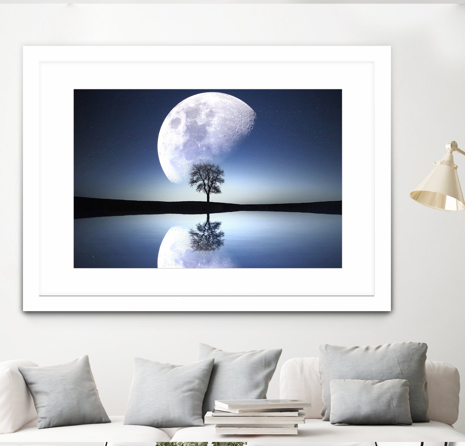 moon night river sky nature by Herman Wijanarko on GIANT ART - blue vector illustration