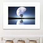 moon night river sky nature by Herman Wijanarko on GIANT ART - blue vector illustration