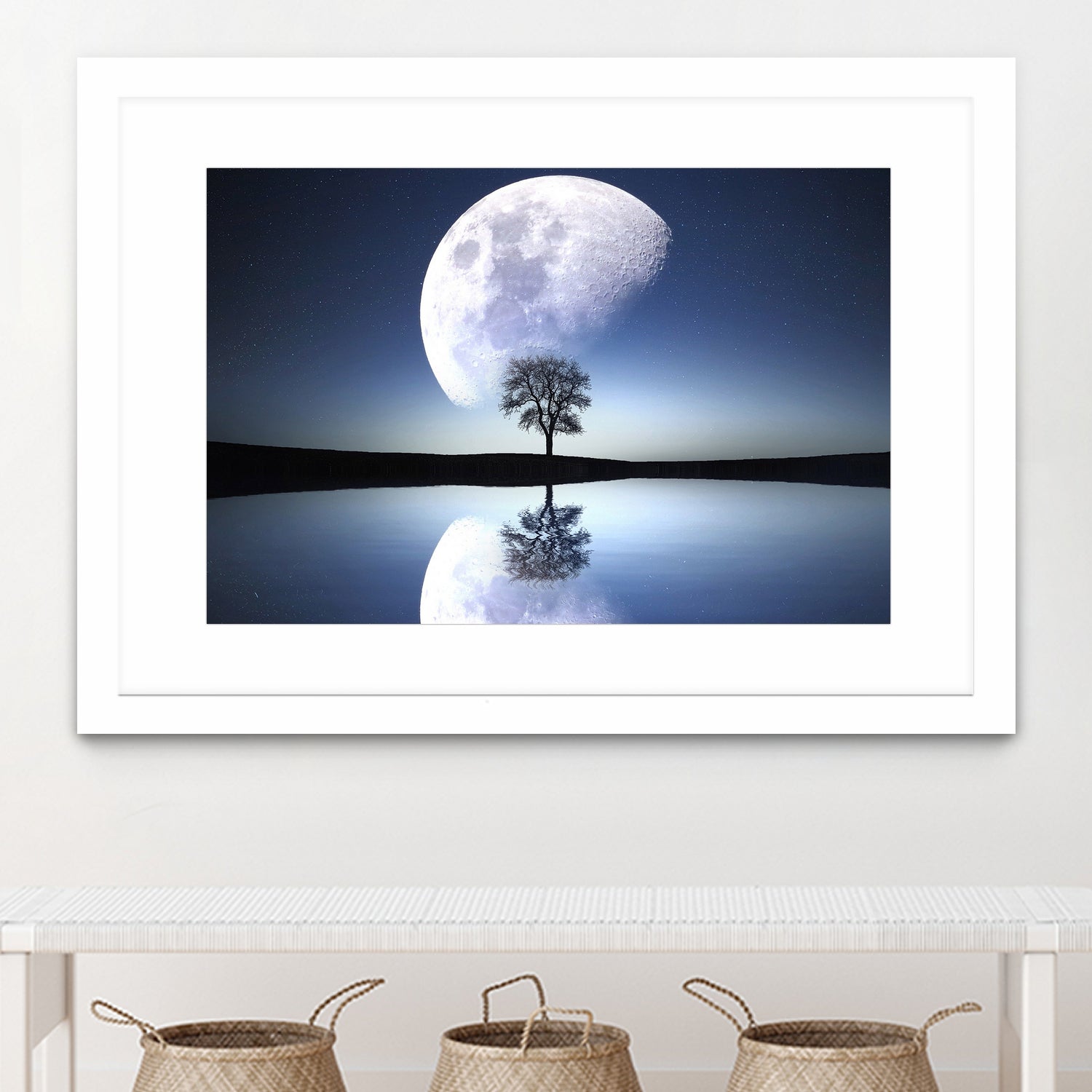 moon night river sky nature by Herman Wijanarko on GIANT ART - blue vector illustration