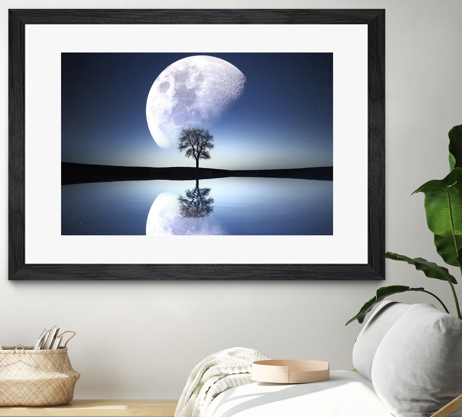 moon night river sky nature by Herman Wijanarko on GIANT ART - blue vector illustration