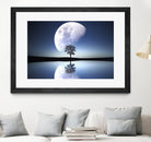 moon night river sky nature by Herman Wijanarko on GIANT ART - blue vector illustration