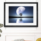 moon night river sky nature by Herman Wijanarko on GIANT ART - blue vector illustration