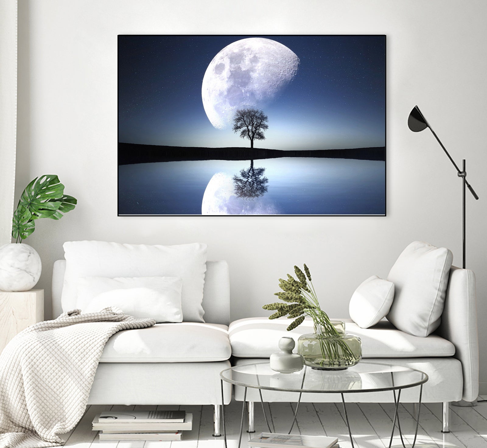 moon night river sky nature by Herman Wijanarko on GIANT ART - blue vector illustration