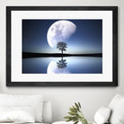 moon night river sky nature by Herman Wijanarko on GIANT ART - blue vector illustration