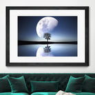 moon night river sky nature by Herman Wijanarko on GIANT ART - blue vector illustration