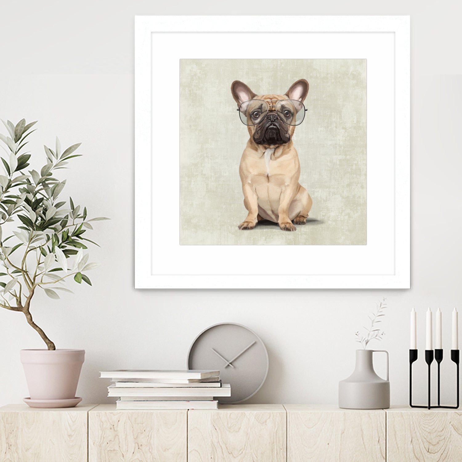 Mr French Bulldog by Roberta Jean Pharelli on GIANT ART - white digital painting