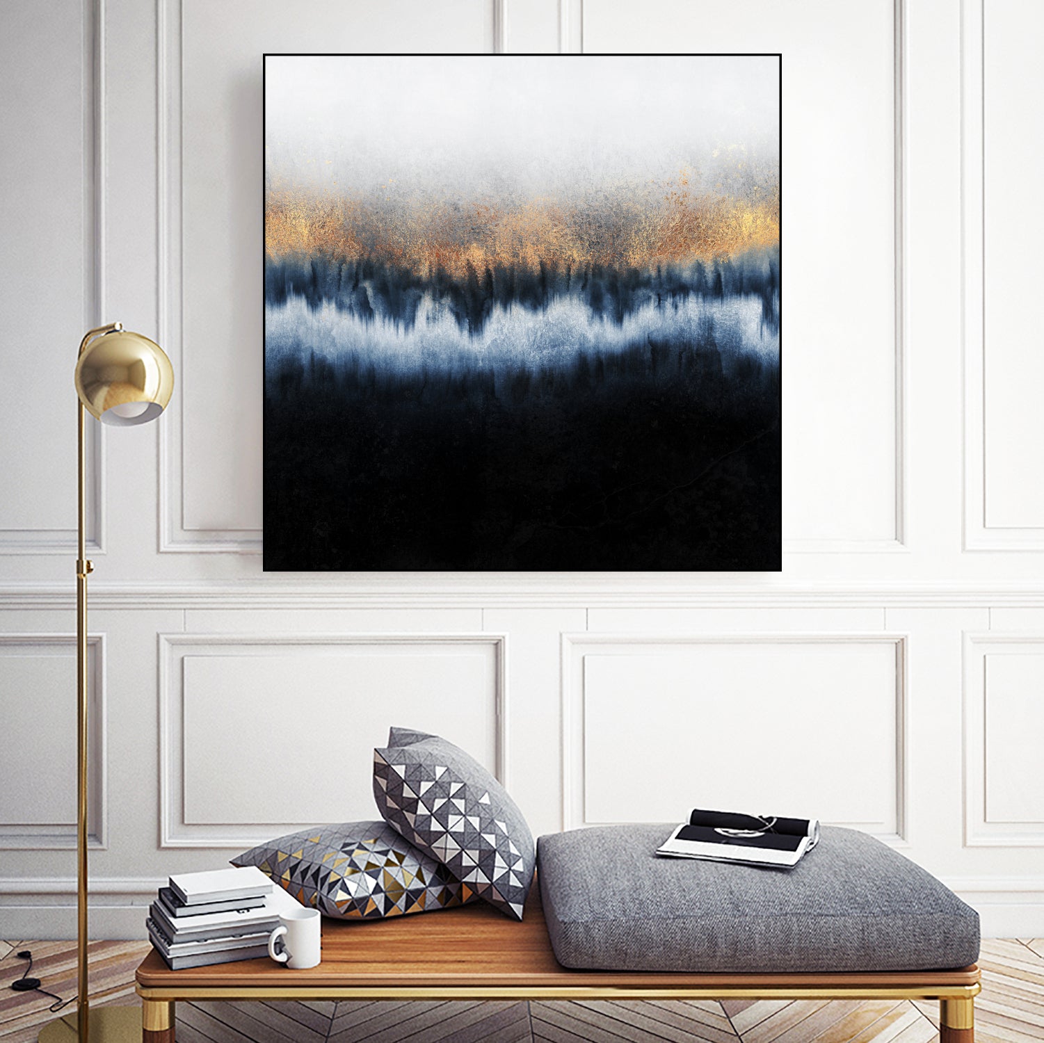 Golden Horizon by Elisabeth Fredriksson on GIANT ART - blue mixed media