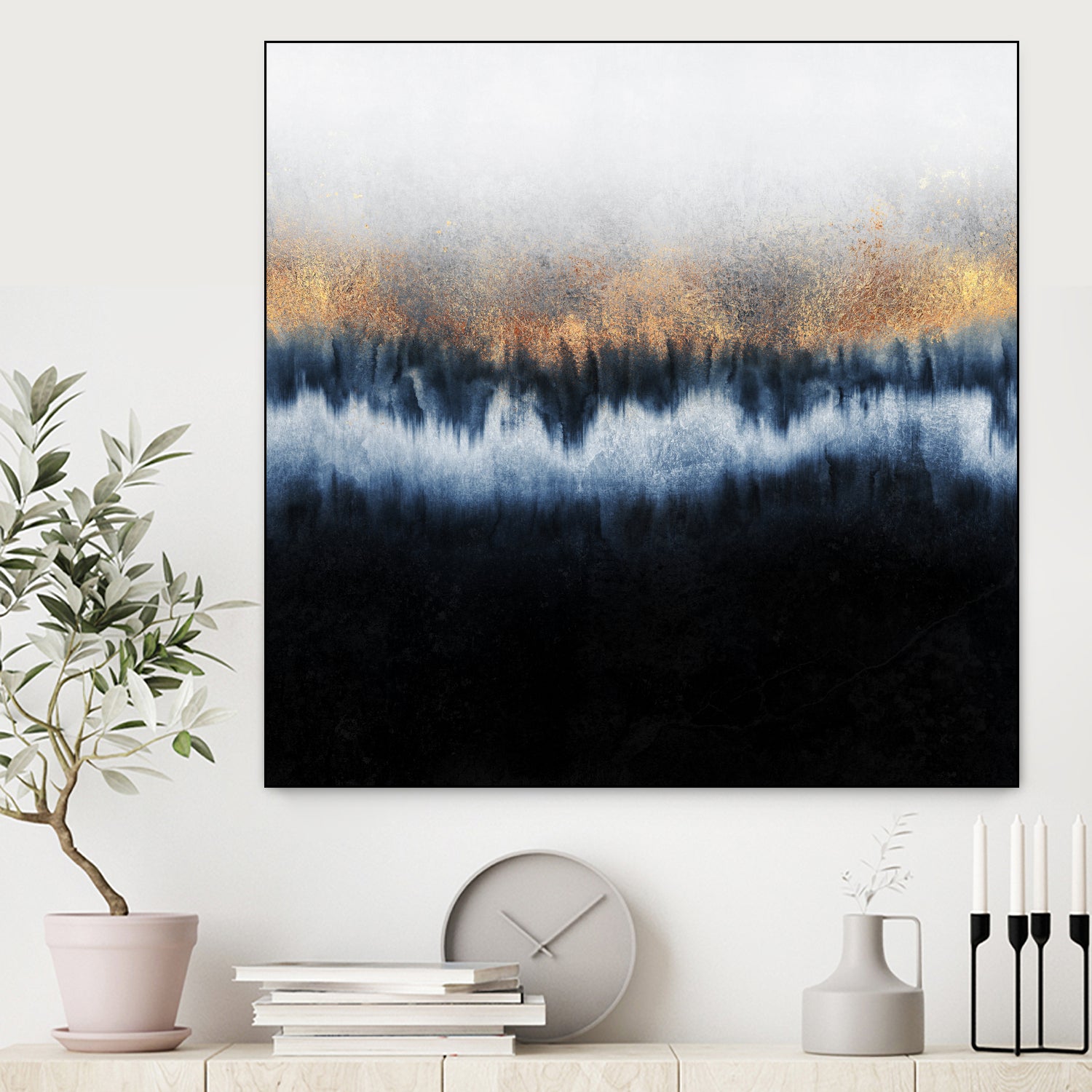 Golden Horizon by Elisabeth Fredriksson on GIANT ART - blue mixed media