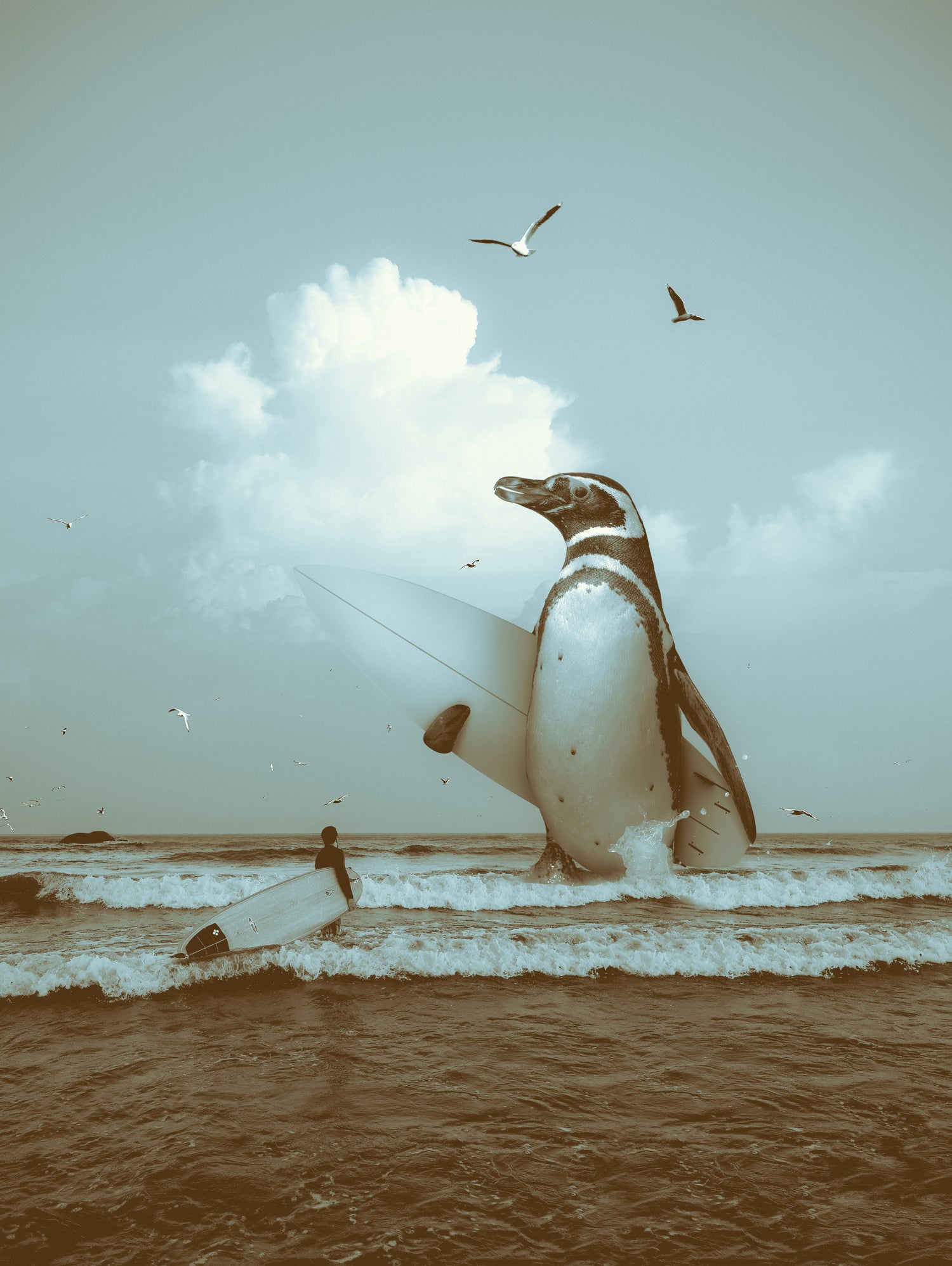 surf's up II by Soaring Anchor on GIANT ART - gray photo manipulation