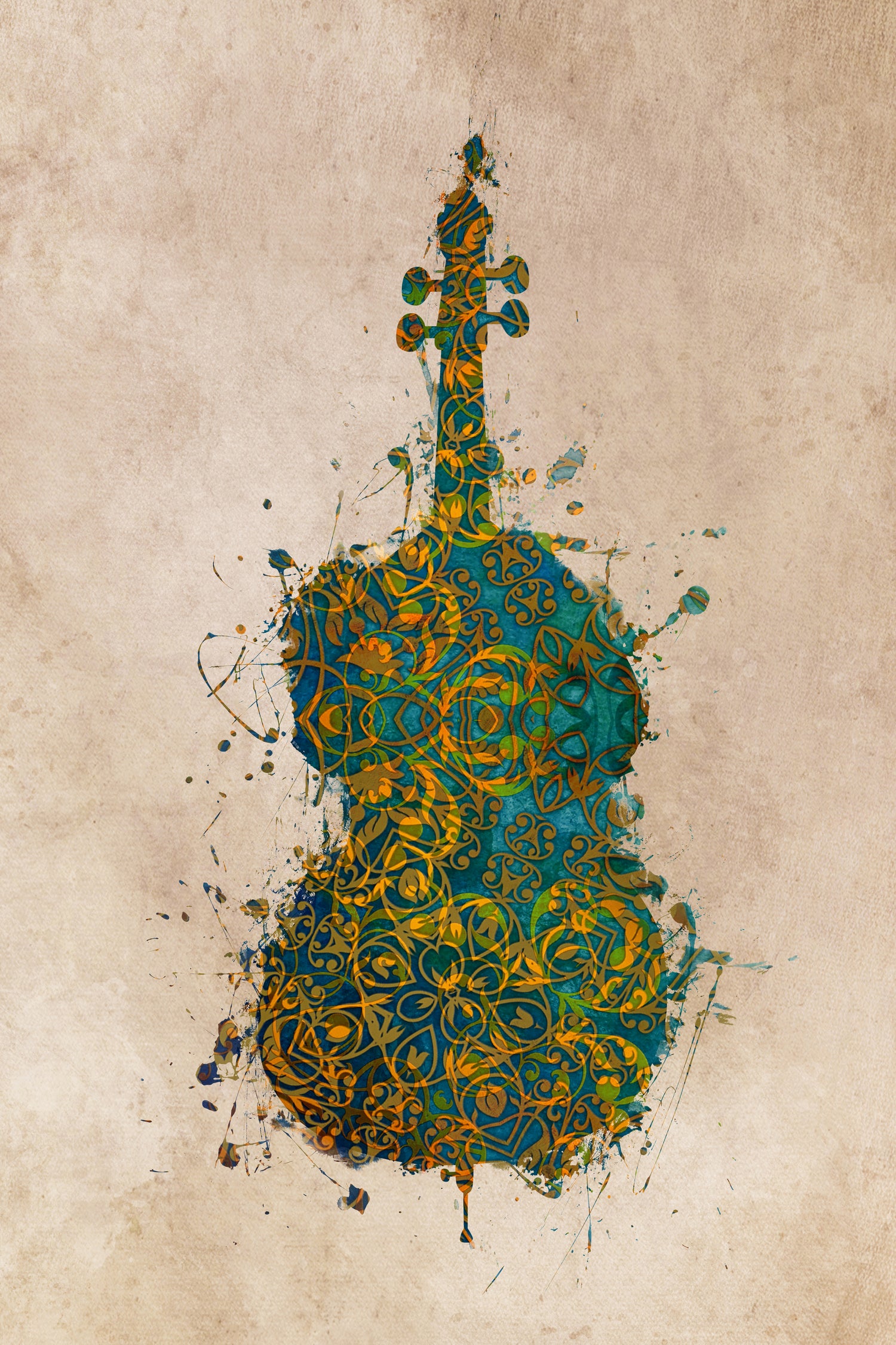 double bass 2 by Justyna Jaszke on GIANT ART - green digital painting