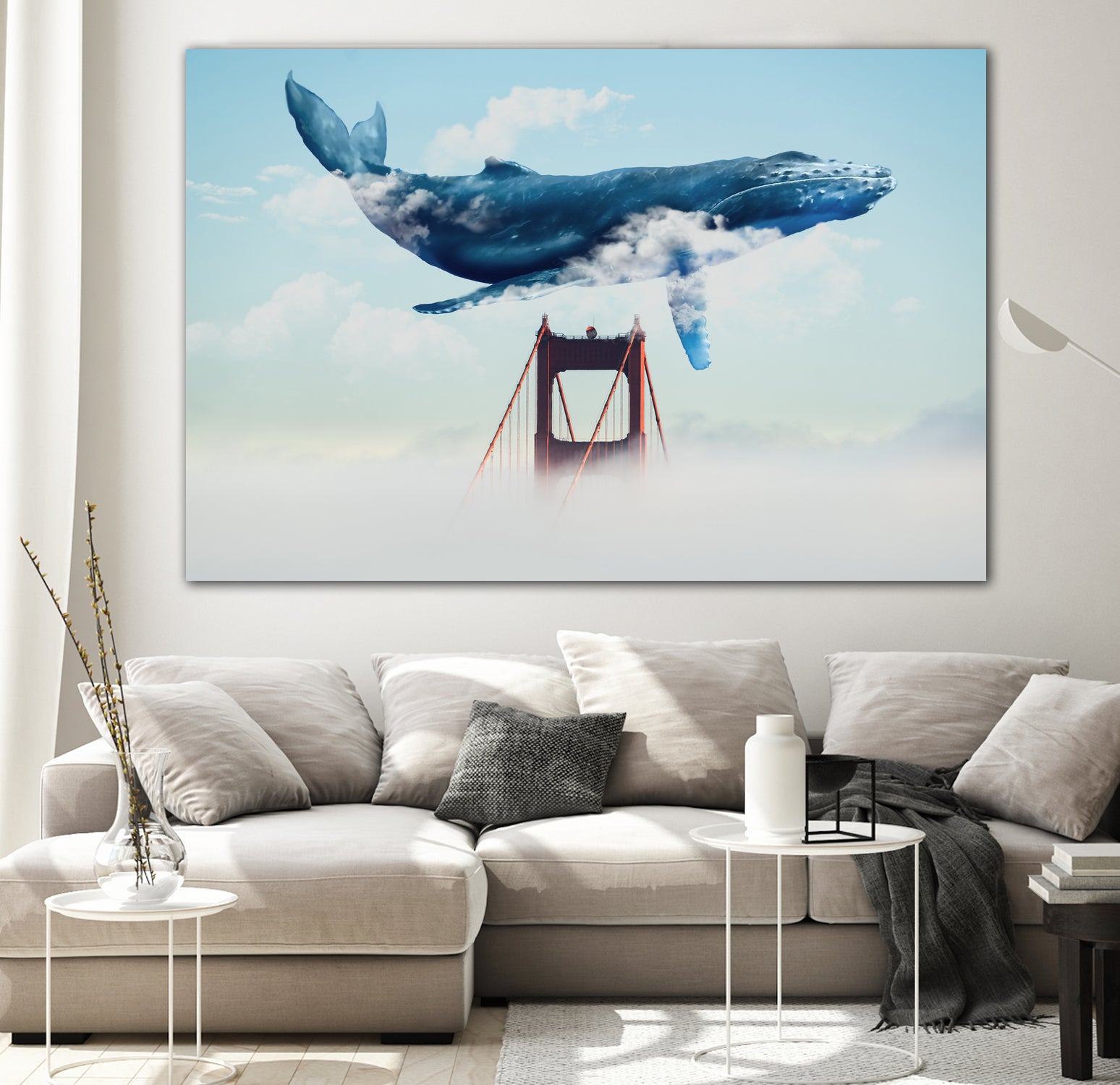 Whale Tails Golden Gate Bridge by David Loblaw on GIANT ART - blue photo manipulation