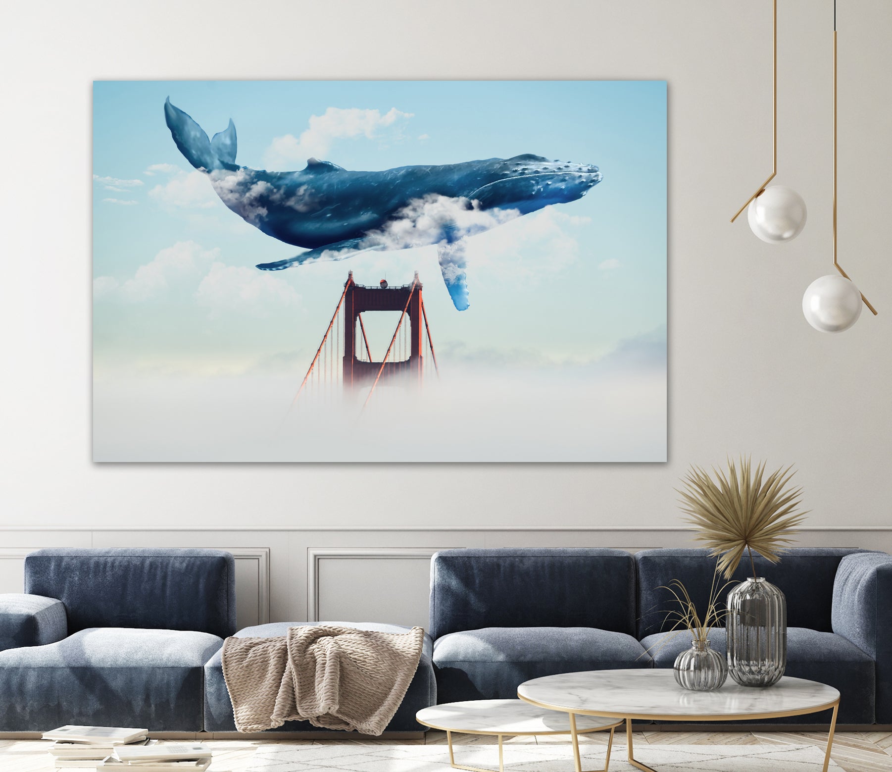 Whale Tails Golden Gate Bridge by David Loblaw on GIANT ART - blue photo manipulation