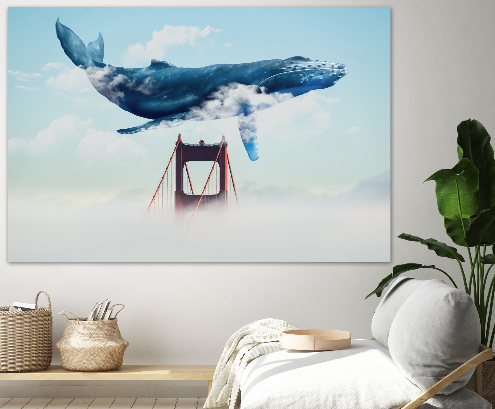 Whale Tails Golden Gate Bridge by David Loblaw on GIANT ART - blue photo manipulation