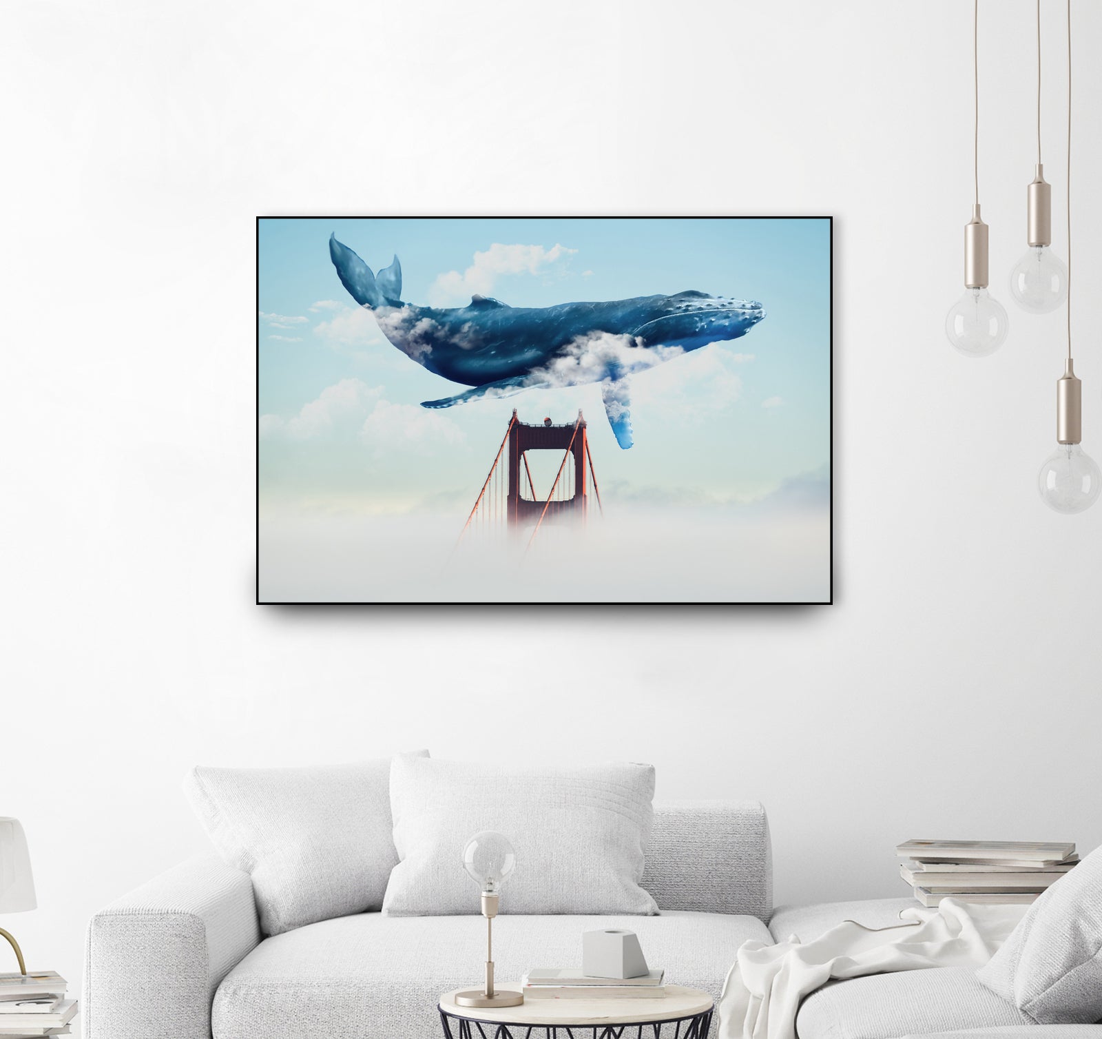 Whale Tails Golden Gate Bridge by David Loblaw on GIANT ART - blue photo manipulation