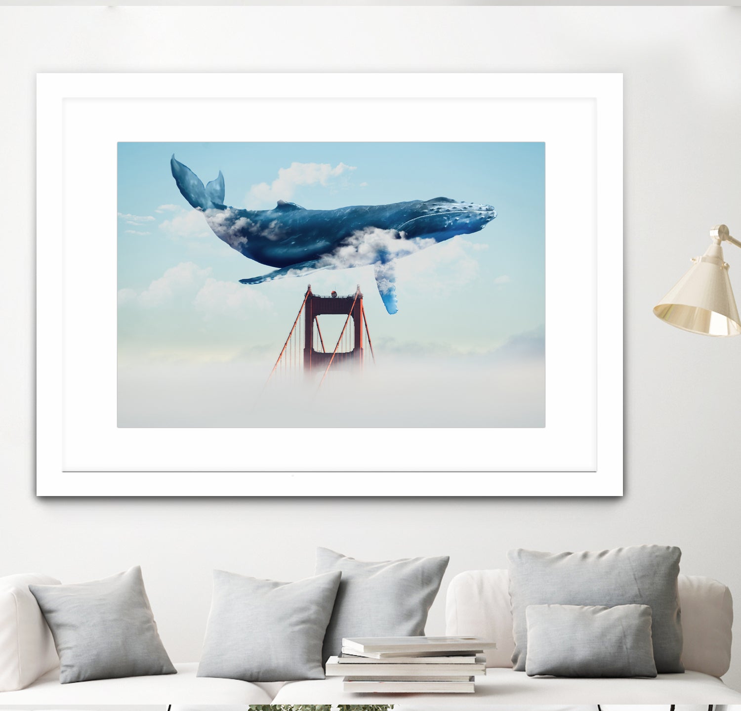 Whale Tails Golden Gate Bridge by David Loblaw on GIANT ART - blue photo manipulation