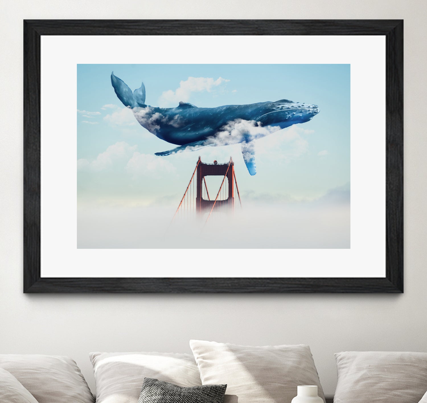 Whale Tails Golden Gate Bridge by David Loblaw on GIANT ART - blue photo manipulation