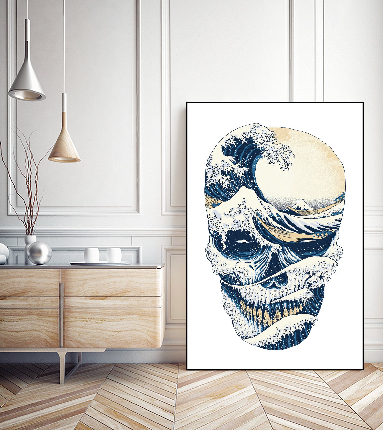 The Great Wave off Skull by Afif Quilimo on GIANT ART - white digital painting