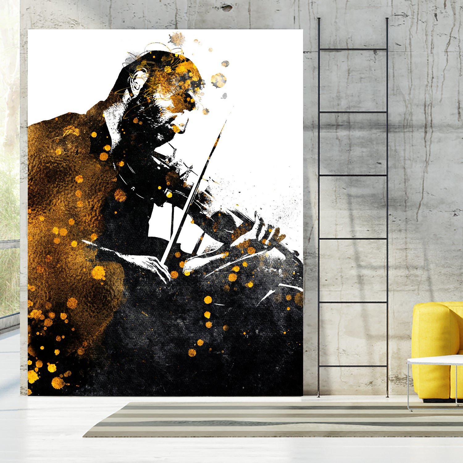 Violin music art gold and black #violin #music by Justyna Jaszke on GIANT ART - black digital painting