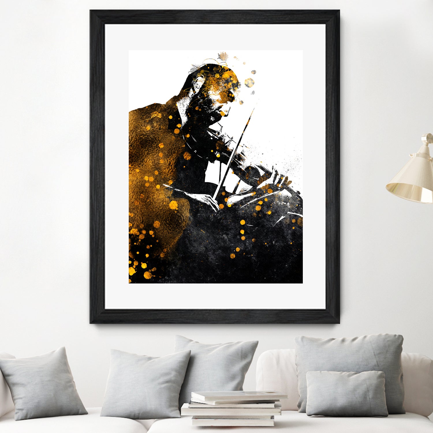 Violin music art gold and black #violin #music by Justyna Jaszke on GIANT ART - black digital painting