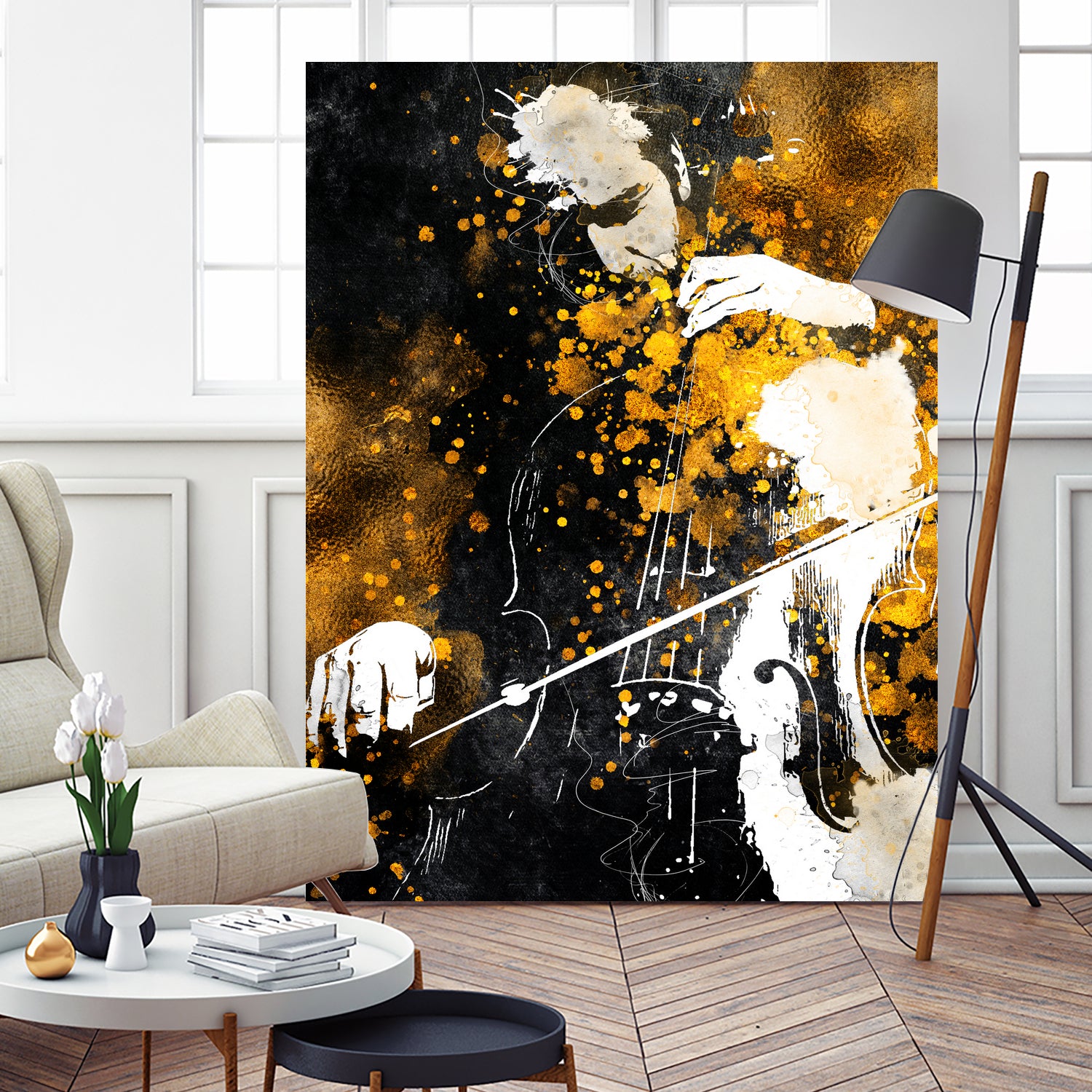 Violin music art gold and black #violin #music by Justyna Jaszke on GIANT ART - black digital painting