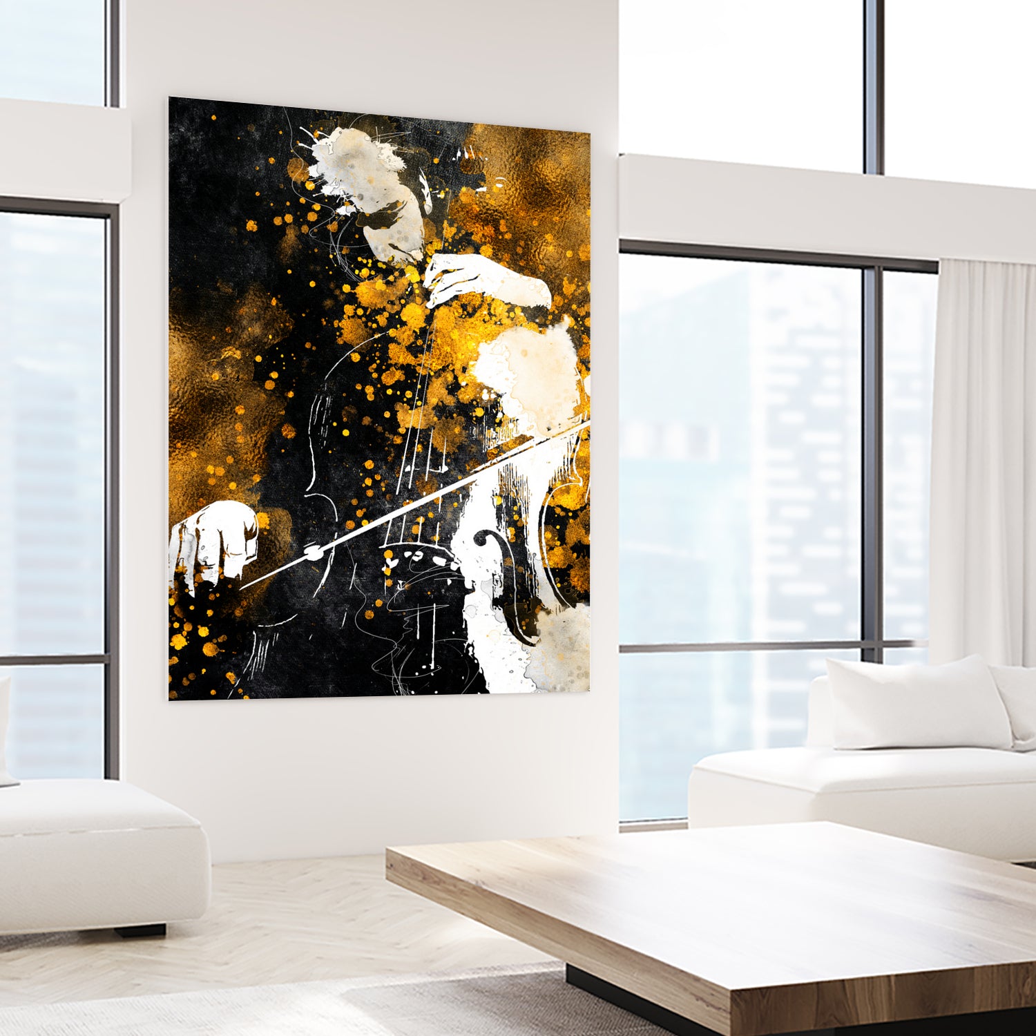 Violin music art gold and black #violin #music by Justyna Jaszke on GIANT ART - black digital painting