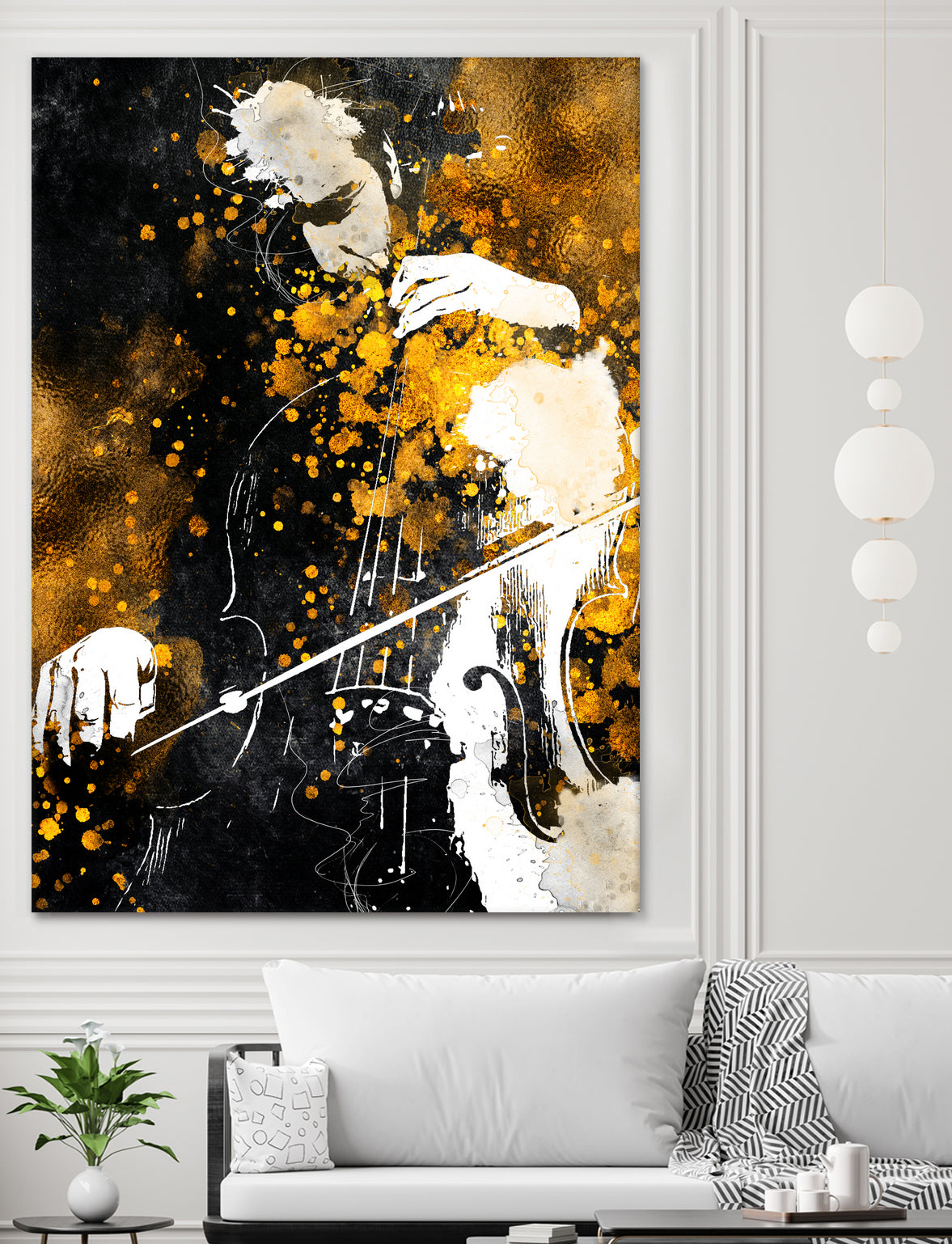 Violin music art gold and black #violin #music by Justyna Jaszke on GIANT ART - black digital painting