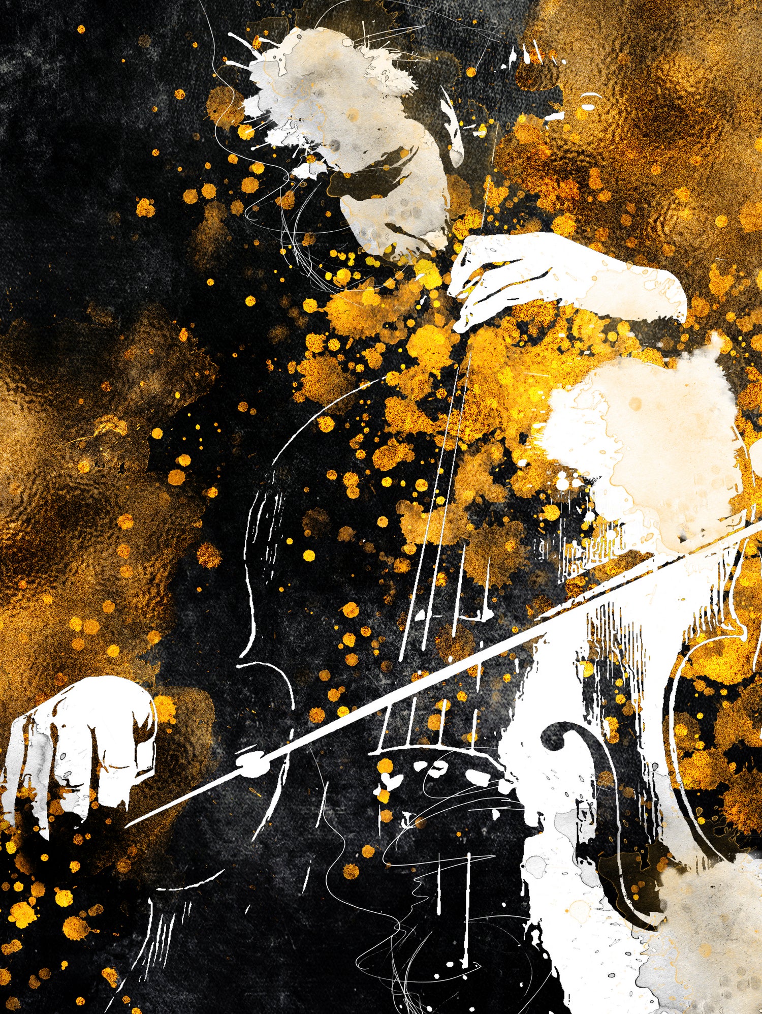 Violin music art gold and black #violin #music by Justyna Jaszke on GIANT ART - black digital painting