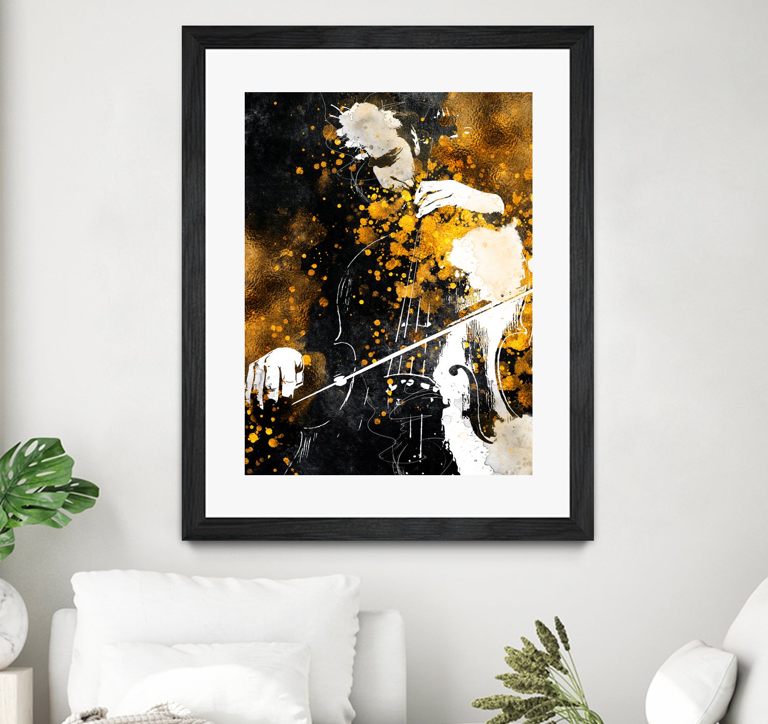 Violin music art gold and black #violin #music by Justyna Jaszke on GIANT ART - black digital painting