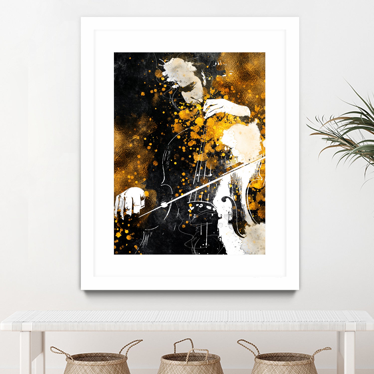 Violin music art gold and black #violin #music by Justyna Jaszke on GIANT ART - black digital painting