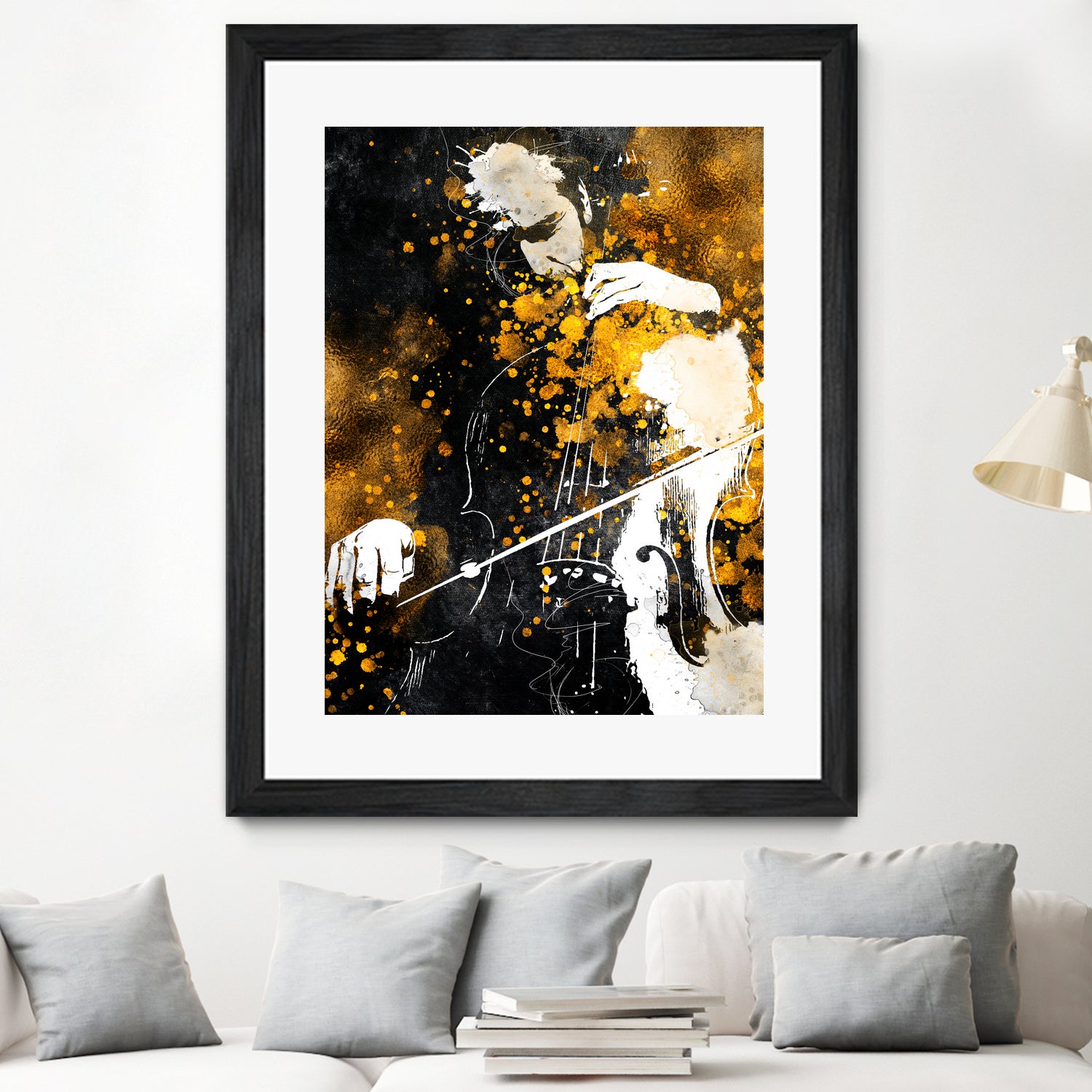 Violin music art gold and black #violin #music by Justyna Jaszke on GIANT ART - black digital painting