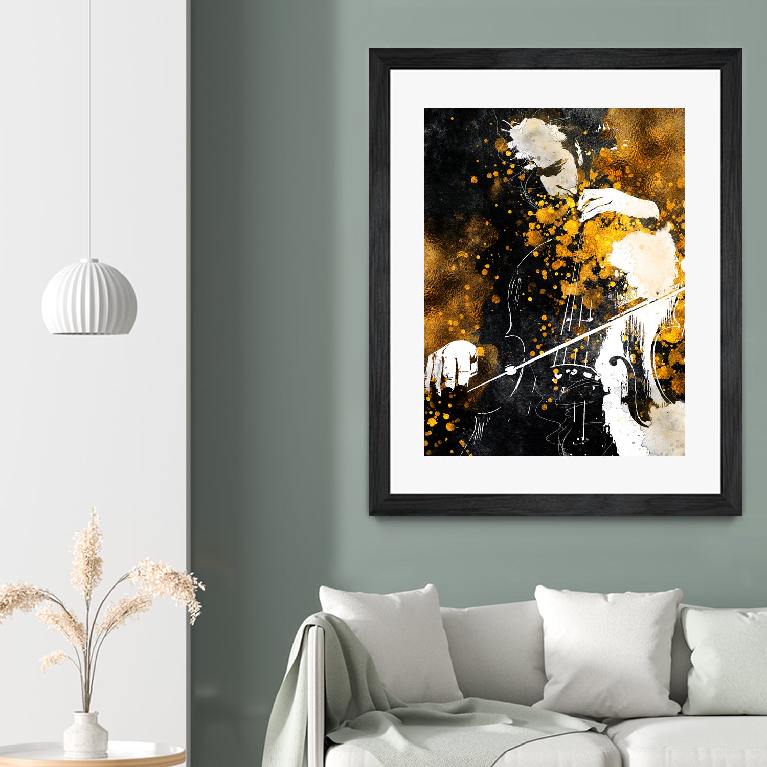 Violin music art gold and black #violin #music by Justyna Jaszke on GIANT ART - black digital painting