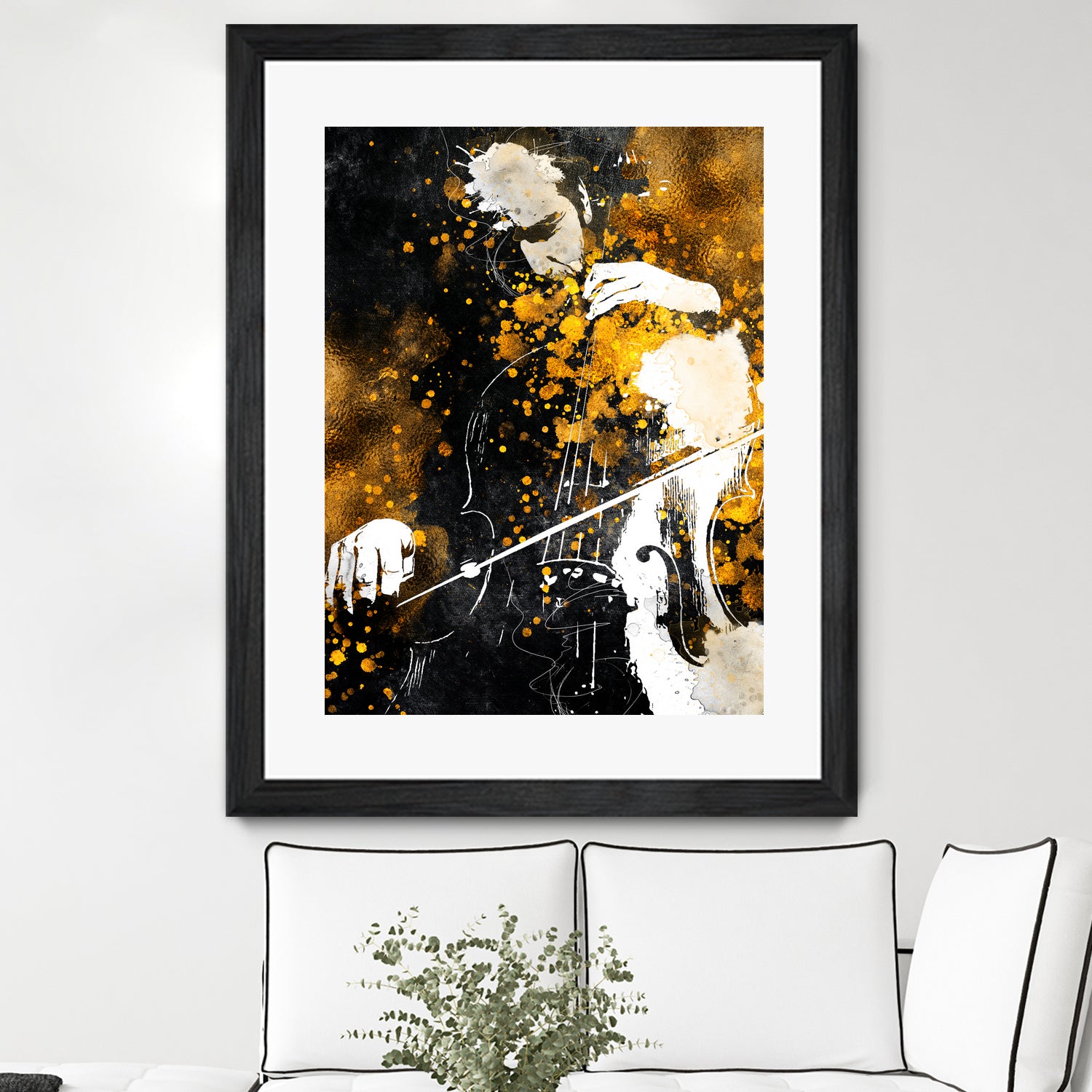 Violin music art gold and black #violin #music by Justyna Jaszke on GIANT ART - black digital painting