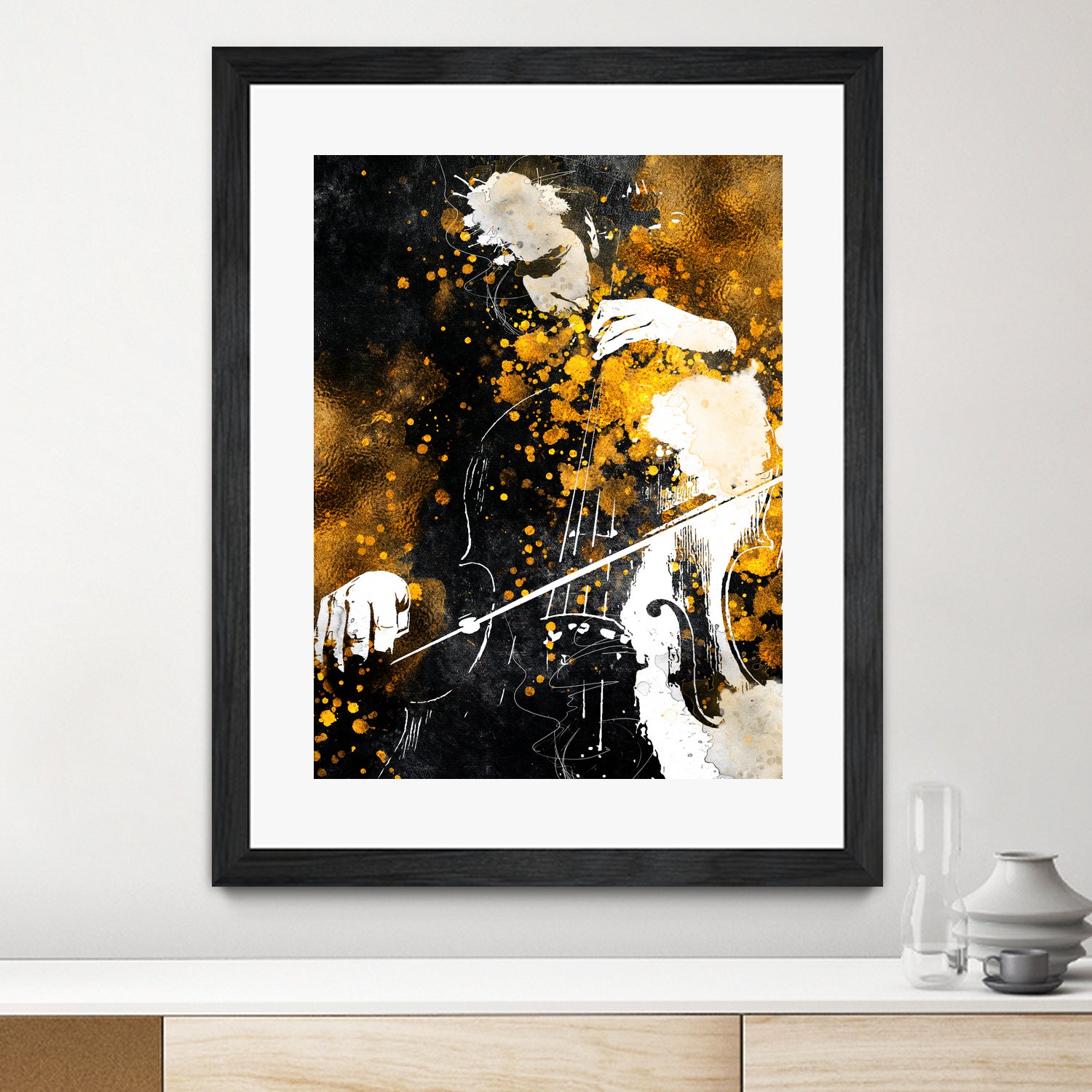 Violin music art gold and black #violin #music by Justyna Jaszke on GIANT ART - black digital painting