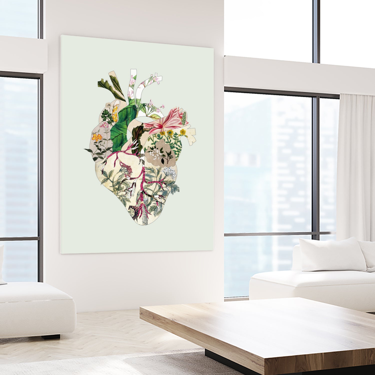 Vinatge Botanical Heart - Green by Bianca Green on GIANT ART - green digital drawing