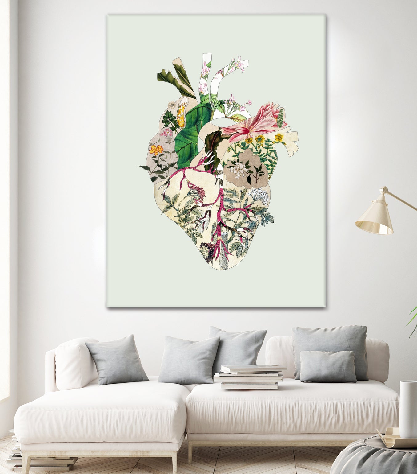 Vinatge Botanical Heart - Green by Bianca Green on GIANT ART - green digital drawing