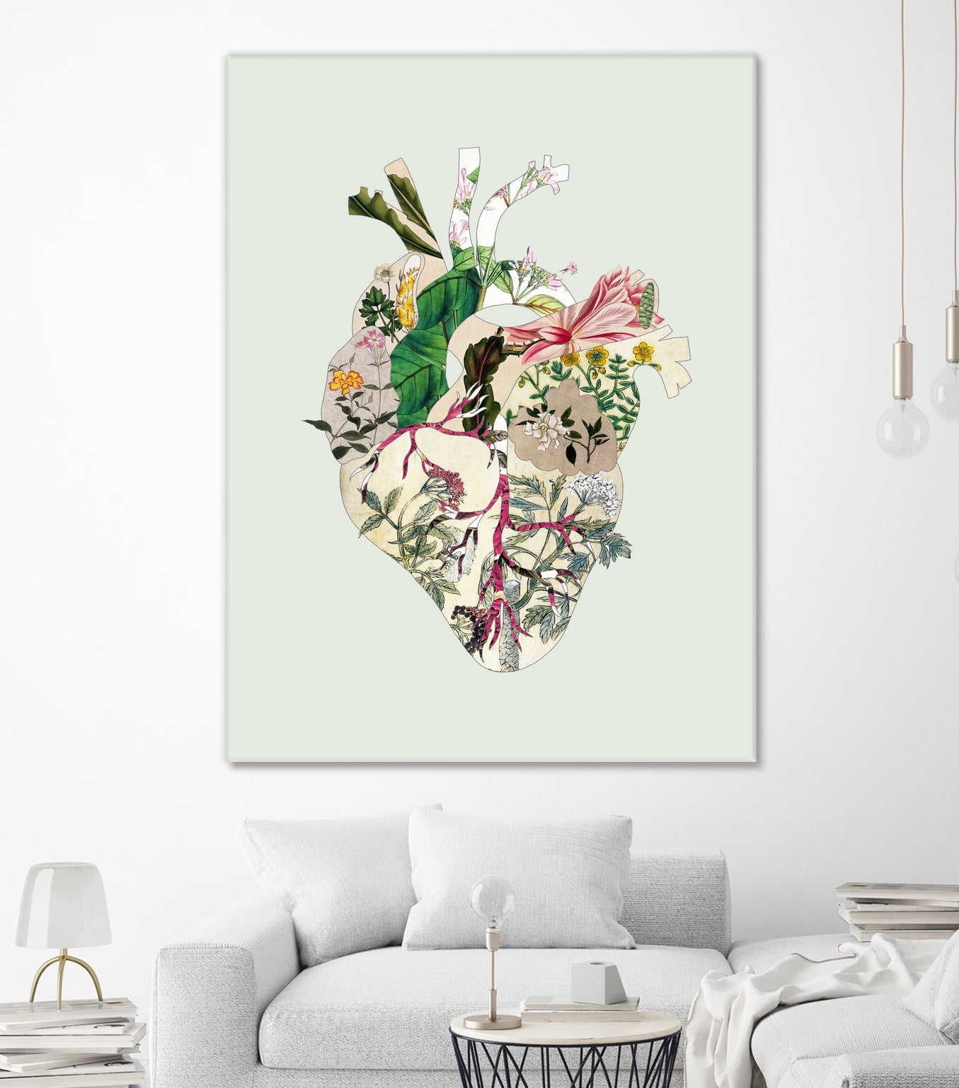 Vinatge Botanical Heart - Green by Bianca Green on GIANT ART - green digital drawing