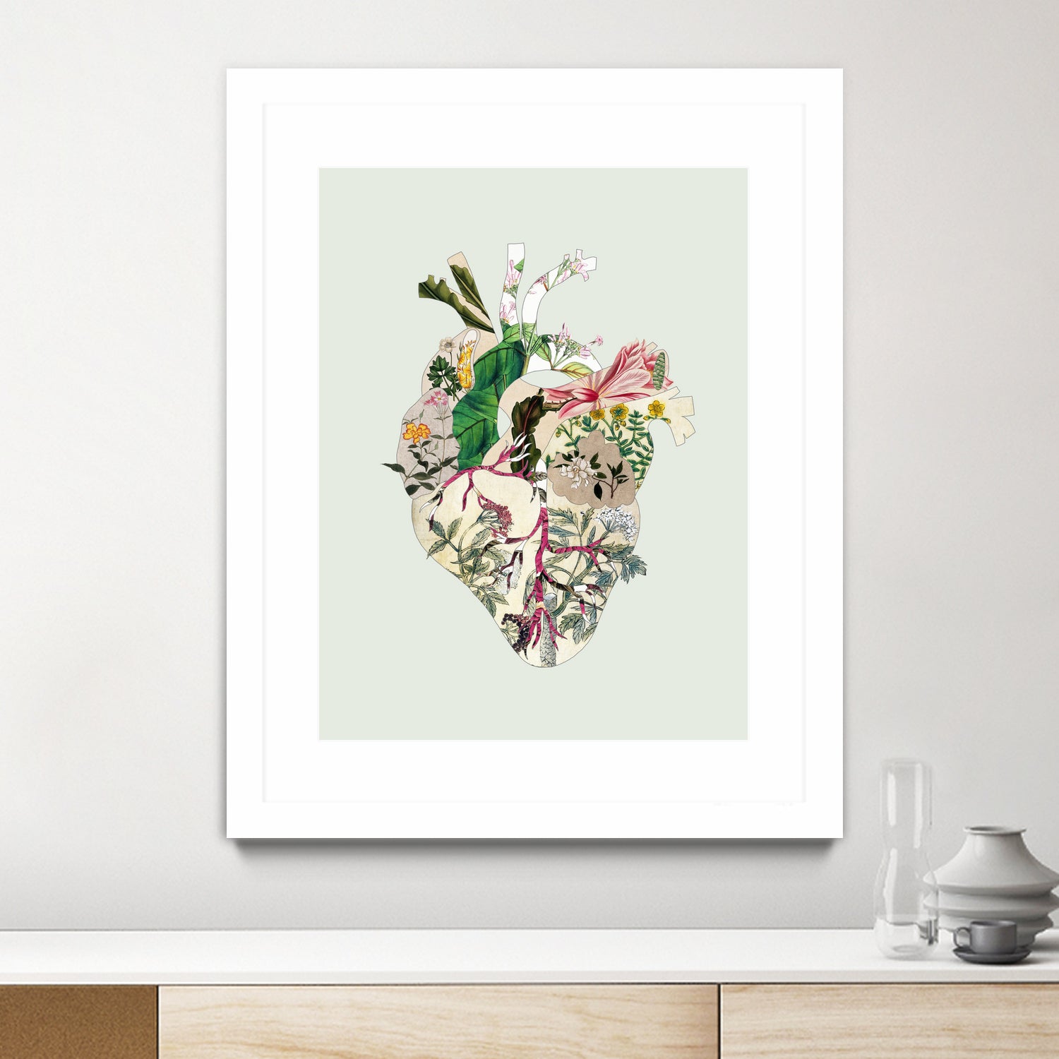 Vinatge Botanical Heart - Green by Bianca Green on GIANT ART - green digital drawing